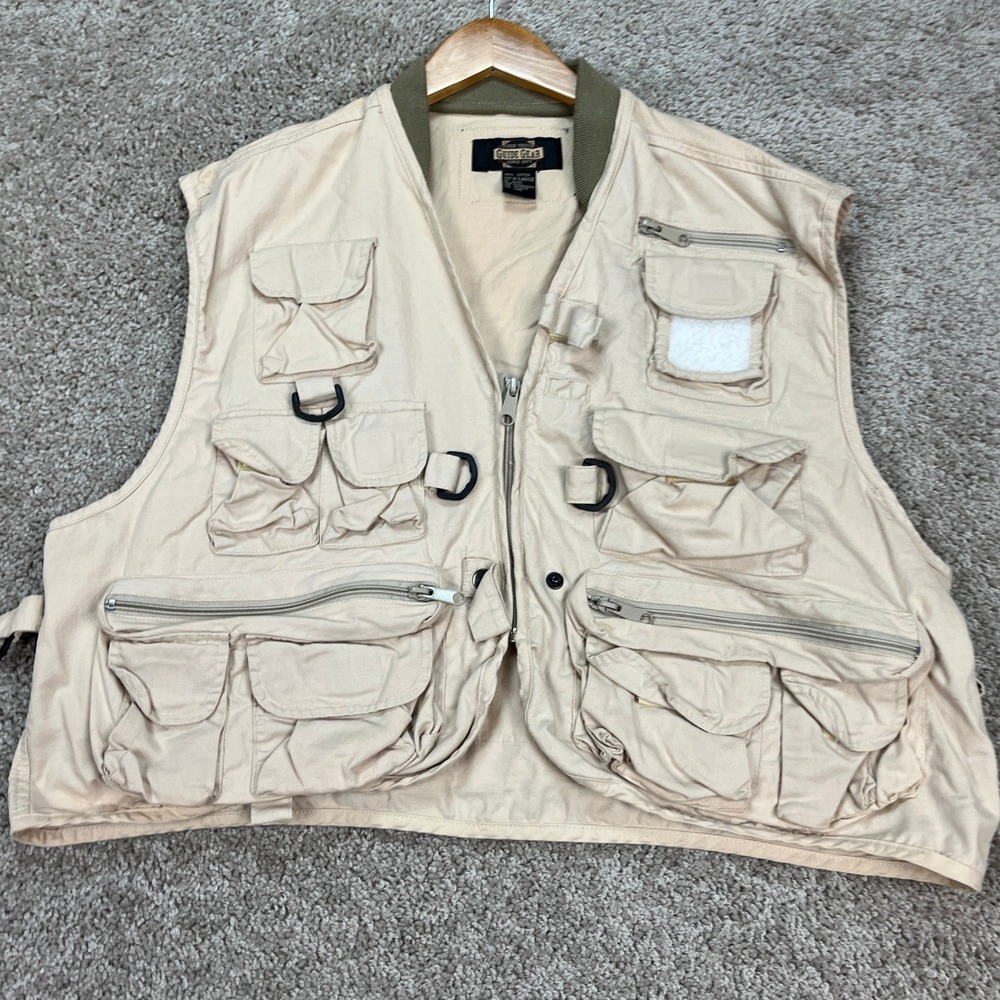 Guide Gear Fishing Vest Men XL Tan Full Zip Multi-Pocket Utility Tactical Field